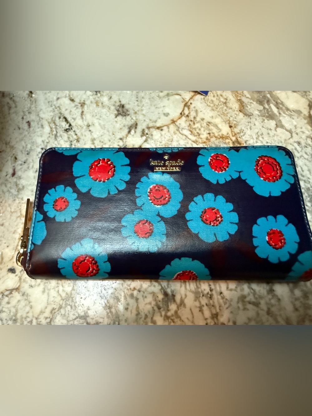 kate spade Cameron tangier peacock long zip wallet